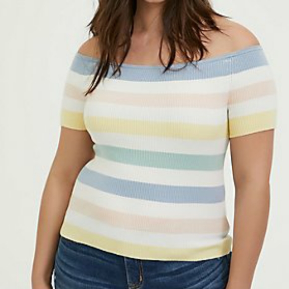 Torrid Ribbed Knit Off Shoulder Top - Picture 1 of 9